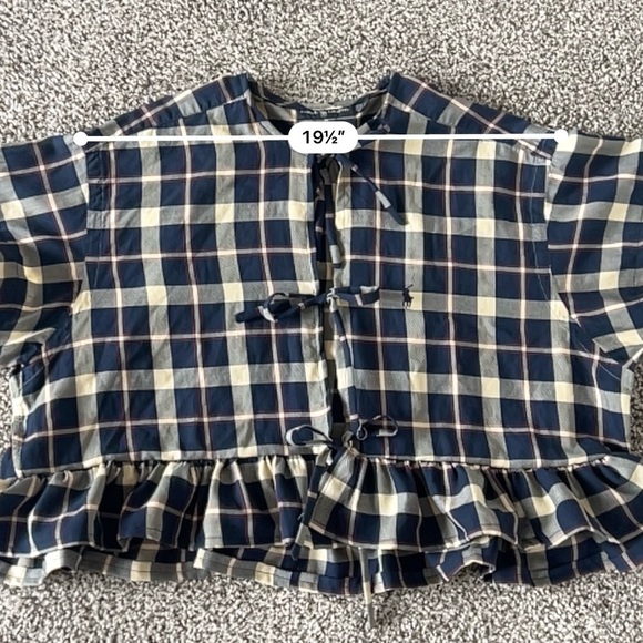 Reworked Ralph Lauren Coquette Plaid Dark Academia Ruffle Blouse - Size S/M - Picture 9 of 11